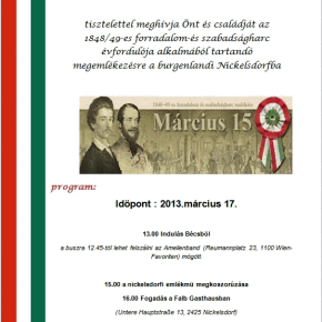 Megemlékezés az 1848/49es szabadságharc évfordulójának alkalmából